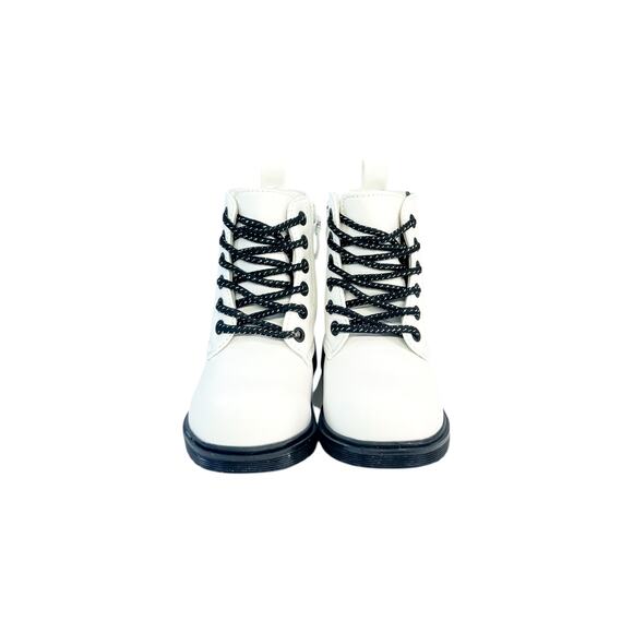 FabKids White Combat Boots with Black Glitter Soles - Picture 7 of 7